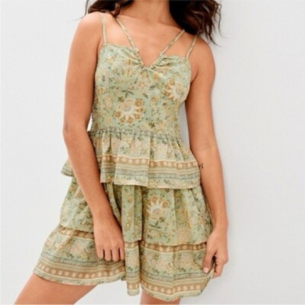 American Eagle Outfitters Green Floral Mini Dress